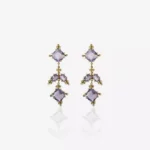 Brincos em ouro com ametista e diamante