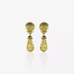 Brincos em ouro com diamantes e citrinos gota briolet