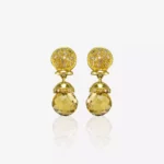 Brincos em ouro com diamantes e citrinos bola briolet