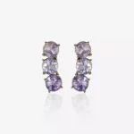 Ear cuff em ouro branco e ametistas