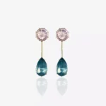 Brincos em ouro com quartzos rosa e prasiolitas