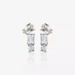 Ear cuff em ouro branco e topazios azuis