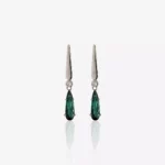 Brincos em ouro branc com diamantes e turmalinas verdes