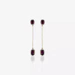 Brincos em ouro rose e rodolitas