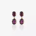 Brincos em ouro rose e rodolitas