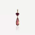 Pingente em ouro rose com rodolita e rubelita